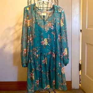 Mauve by Anthropology drop waist dress with slip.